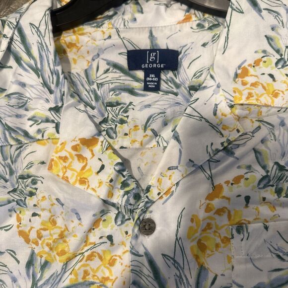 George Men's Relaxed Button Front Camp Shirt 2XL(50-52) Pineapple Print. New. - Picture 6 of 8